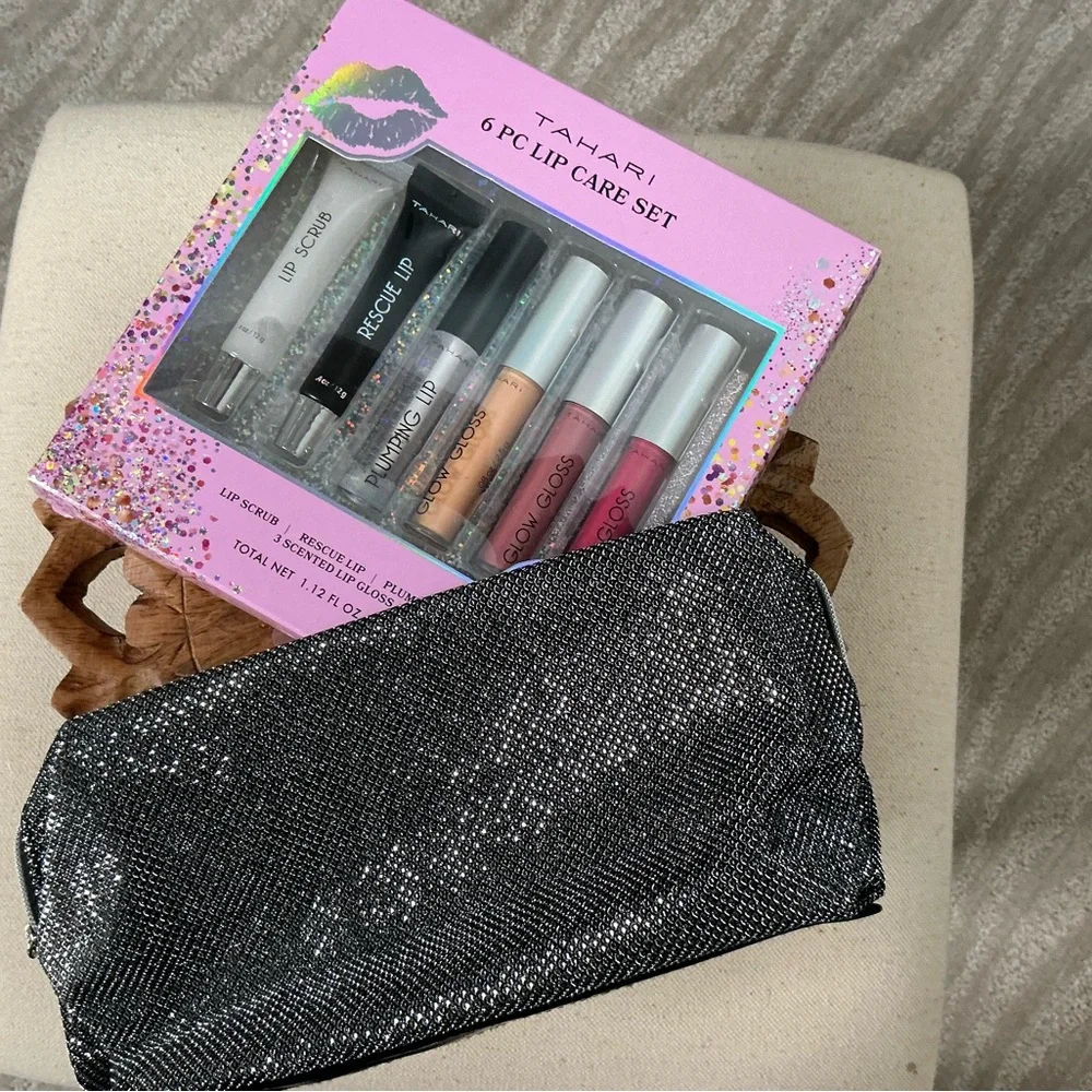 Tahari Lip Care Set with Pink Packaging and Assorted Gloss Shades